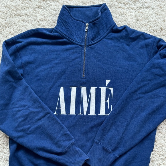 Aime zip up sweatshirt in blue - Picture 1 of 4